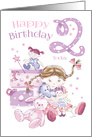 Birthday, 2 Today, Girl, Hugs, Doll, Teddy and Bunny card