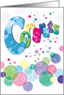 Congrats, Modern, Abstract, Word with Bubbles card