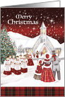 Christmas, Vintage Style, Choir Boys Caroling, outside Church card