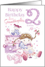 Granddaughter, Birthday, 2 Today, Girl, Hugs, Doll, Teddy and Bunny card