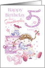 Granddaughter, Birthday, 5 Today, Girl, Hugs, Doll, Teddy and Bunny card