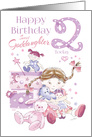 Goddaughter, Birthday, 2 Today, Girl, Hugs, Doll, Teddy and Bunny card