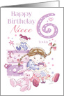 Niece, Birthday, 6 Today, Girl, Hugs, Doll, Teddy and Bunny card