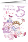 Niece, Birthday, 5 Today, Girl, Hugs, Doll, Teddy and Bunny card