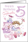 Goddaughter, Birthday, 5 Today, Girl, Hugs, Doll, Teddy and Bunny card