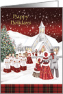 Happy Holidays, Christmas Vintage Style Choir Boys Caroling, card