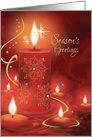 Season’s Greetings, Glowing Red Candle with Floating Candles card