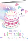 Happy Birthday, Sister, 2 Tier Cake with Candles and Buntings card