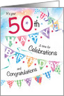50th Birthday, Celebrations, with 4 rows of Buntings card