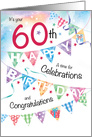 60th Birthday, Celebrations, with 4 rows of Buntings card