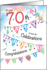 70th Birthday, Celebrations, with 4 rows of Buntings card