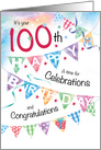 100th Birthday, Celebrations, with 4 rows of Buntings card