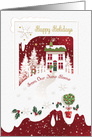 Happy Holidays, From Our New Home, Snow Scene with House card