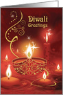 Diwali Greetings, Diya with Floating Candles card