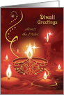 Diwali Greetings, Across the Miles, Diya with Floating Candles card