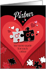 Valentine’s Day, Gay, Partner, Made For Each Other, Jigsaw Pieces card