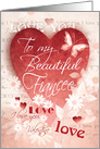 Valentine’s Day, Fiancee, Large Red Heart & Daisies in Soft Tones card