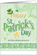 St. Patrick’s Day, Decorative, Words, Leprechaun Hat, and Shamrock, card