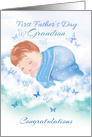 1st Father’s Day, for Grandson, Baby Boy on Cloud card