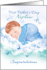 1st Father’s Day, for Nephew, Baby Boy on Cloud card
