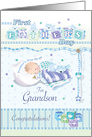 1st Father’s Day, for Grandson. Baby, Boy, and Puppy, Asleep together card