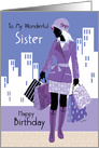 Birthday, Sister, Trendy Shop Girl card