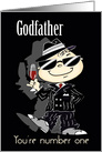 Father’s Day, Godfather, Cute Cartoon Man in Pinstripe Suit card