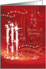 Magical Christmas, Three Tall White Candles and Stars card