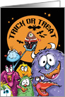 Halloween, Trick or Treat, Monsters with Eyeball Cupcake card