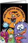 Halloween, Birthday, Spooky, Monsters and Eyeball Cupcake card