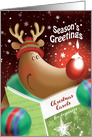 Season’s Greetings, Cute Deer with Snowdrop on Nose card