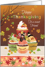 Thanksgiving, For Friend, Tier of Autumnal Cupcakes card