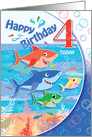 Cute Sharks, Under the sea, Birthday Boy, Age four card