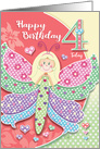 Butterfly-Girl, Birthday Girl, Age Four card