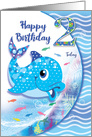 Birthday Age 2, Baby Blue Dolphin card