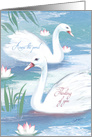 Covid-19, Across the Miles,Thinking of You, 2 Swans on Pond card