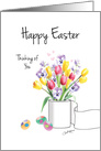 Easter, Coronavirus, Tulips in toilet roll vase. card