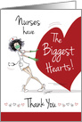 Nurses Day, Coronavirus, Quirky Masked Nurse with Huge Red Heart. card