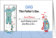 Coronavirus, Father’s Day, Golf Bag & Clothes, A Social Distance card