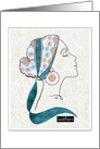 Elegant Art Nouveau Style Lady in Turquoise Headscarf card