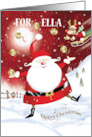 For Ella, Merry Christmas, Juggling Santa with Reindeer card