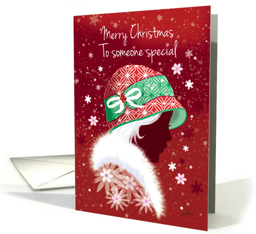 Christmas, Someone Special - Girl in Fashionable Red Hat card