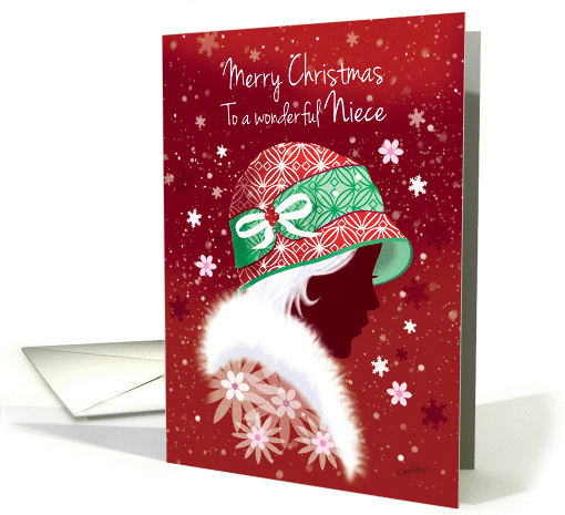 Christmas, Niece - Girl in Trendy Red Hat card (1176200)