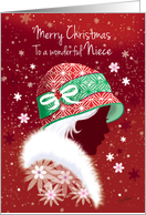 Christmas, Niece - Girl in Trendy Red Hat card