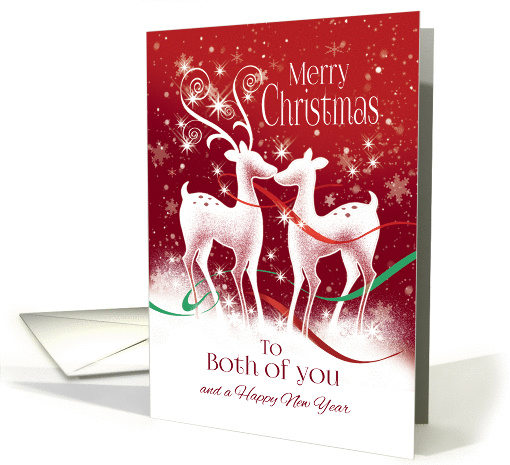 Christmas to Both of You. Two white Reindeer kissing. card (1181032)