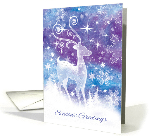 Season's Greetings. Ice Sculpture style Reindeer in snow. card