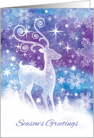 Season’s Greetings. Ice Sculpture style Reindeer in snow. card