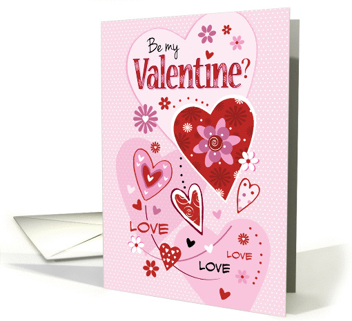 Be My Valentine? - Pink and Red Hearts on Polka Dot card (1204106)