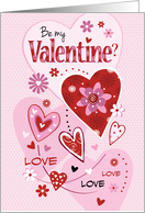Be My Valentine? - Pink and Red Hearts on Polka Dot card