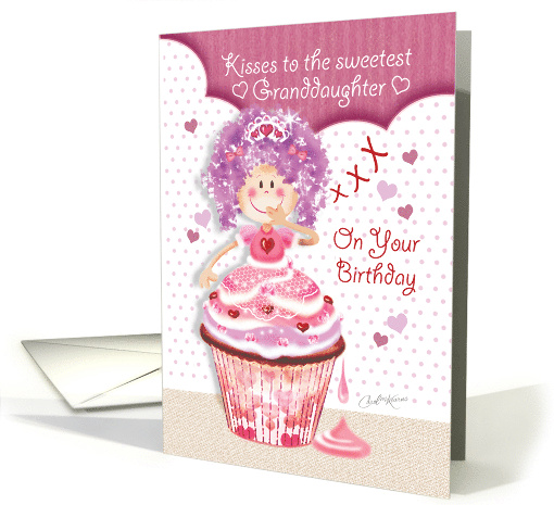 Birthday for Granddaughter - Princess Cupcake Blowing Kisses card